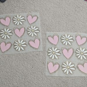 Set Of 2 Hearts & Daisies Screenprints New!